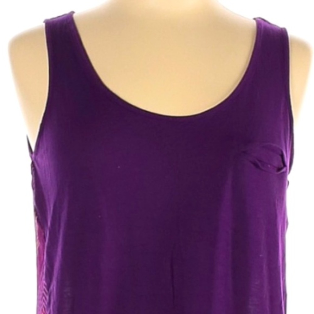 ANA L purple knit front sheer back sleeveless top - Picture 3 of 16